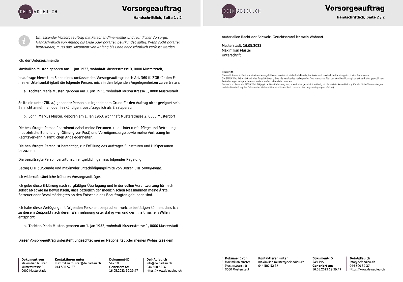 Wie Erstelle Ich Einen Vorsorgeauftrag? | DeinAdieu